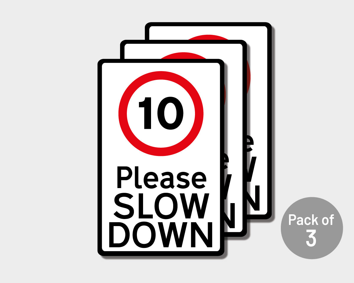 Pack of 3 Please Slow Down Road Safety Wheelie Bin Stickers (Various Speeds)