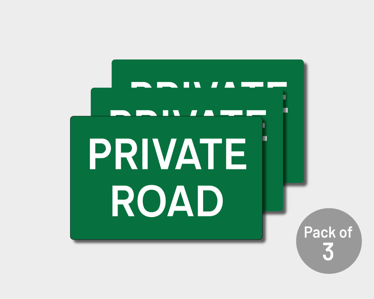 Pack of 3 Private Road Wheelie Bin Sticker Signs