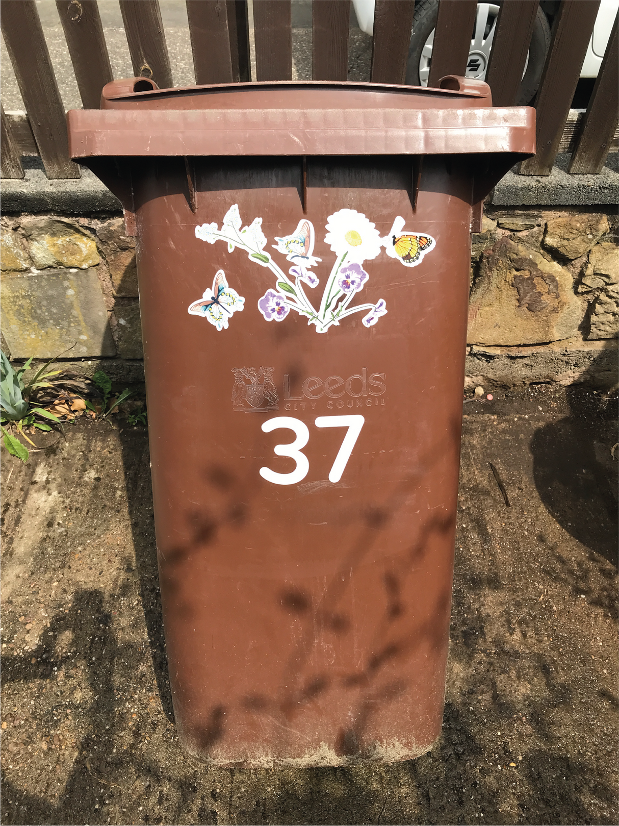 3 Sets of Decorative Butterflies and Flowers Stickers for Wheelie Bins