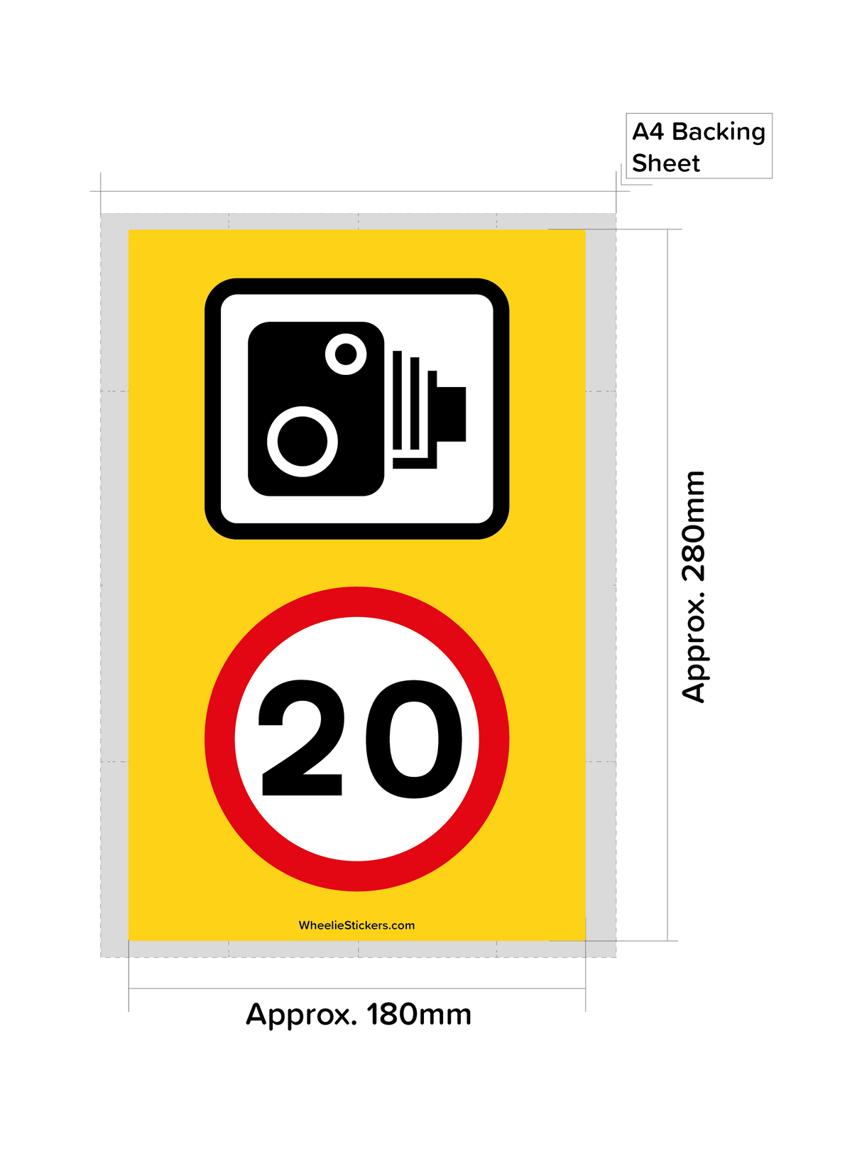 Pack of 3 Speed Camera and Speed Limit Wheelie Bin Sticker Signs (Various Speeds)