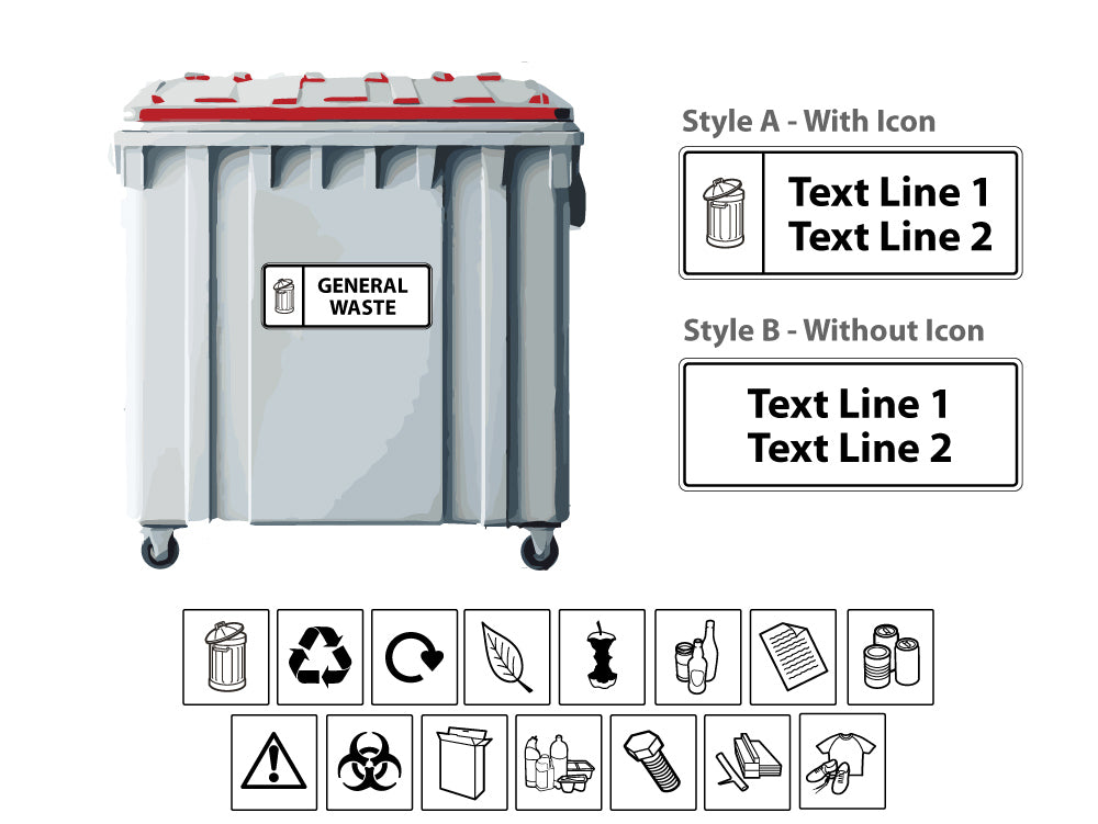 Rubish Labels Industrial Bin Labels - Printed – Wheelie Rubbish Signs