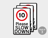 Pack of 3 Please Slow Down Road Safety Wheelie Bin Stickers (Various Speeds)