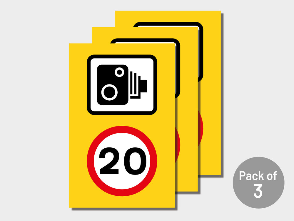 Speed Camera Welcome Sign Pack of 3 Speed Camera and Speed Limit Wheelie Bin Sticker Signs (Vari ...