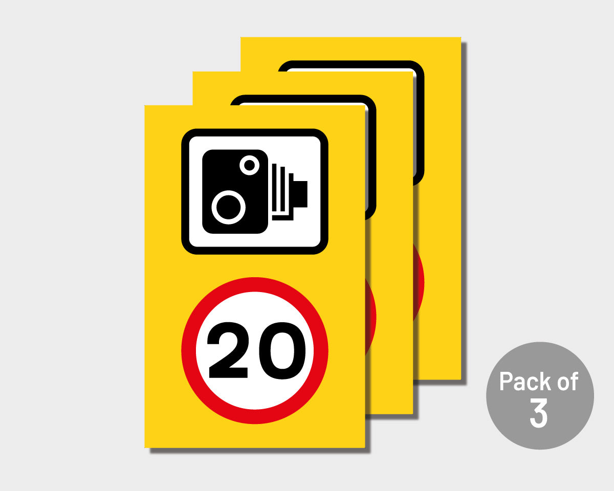 Pack of 3 Speed Camera and Speed Limit Wheelie Bin Sticker Signs (Various Speeds)