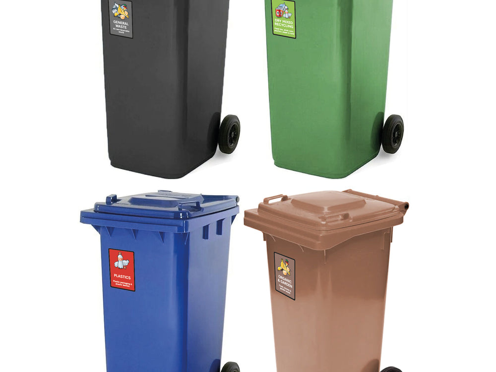 Pack of 7 Premium Wheelie Bin Waste Type Stickers