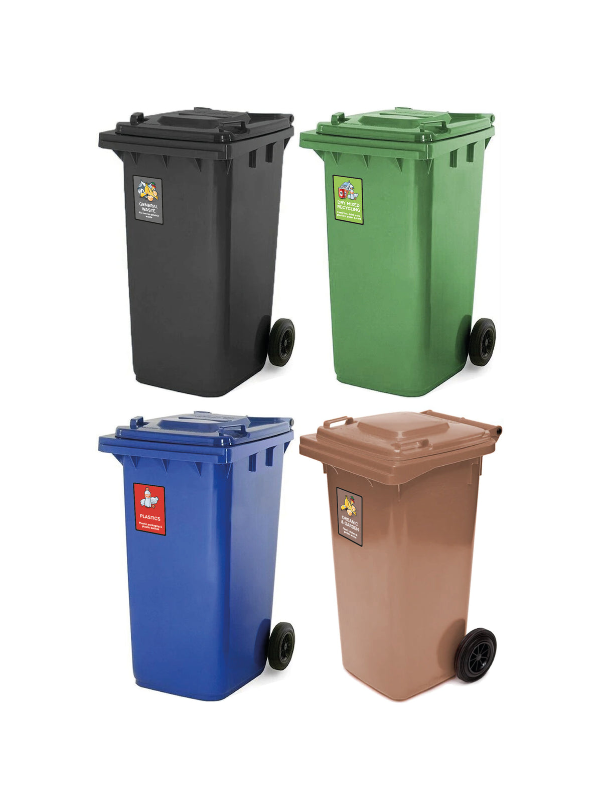 Pack of 7 Premium Wheelie Bin Waste Type Stickers