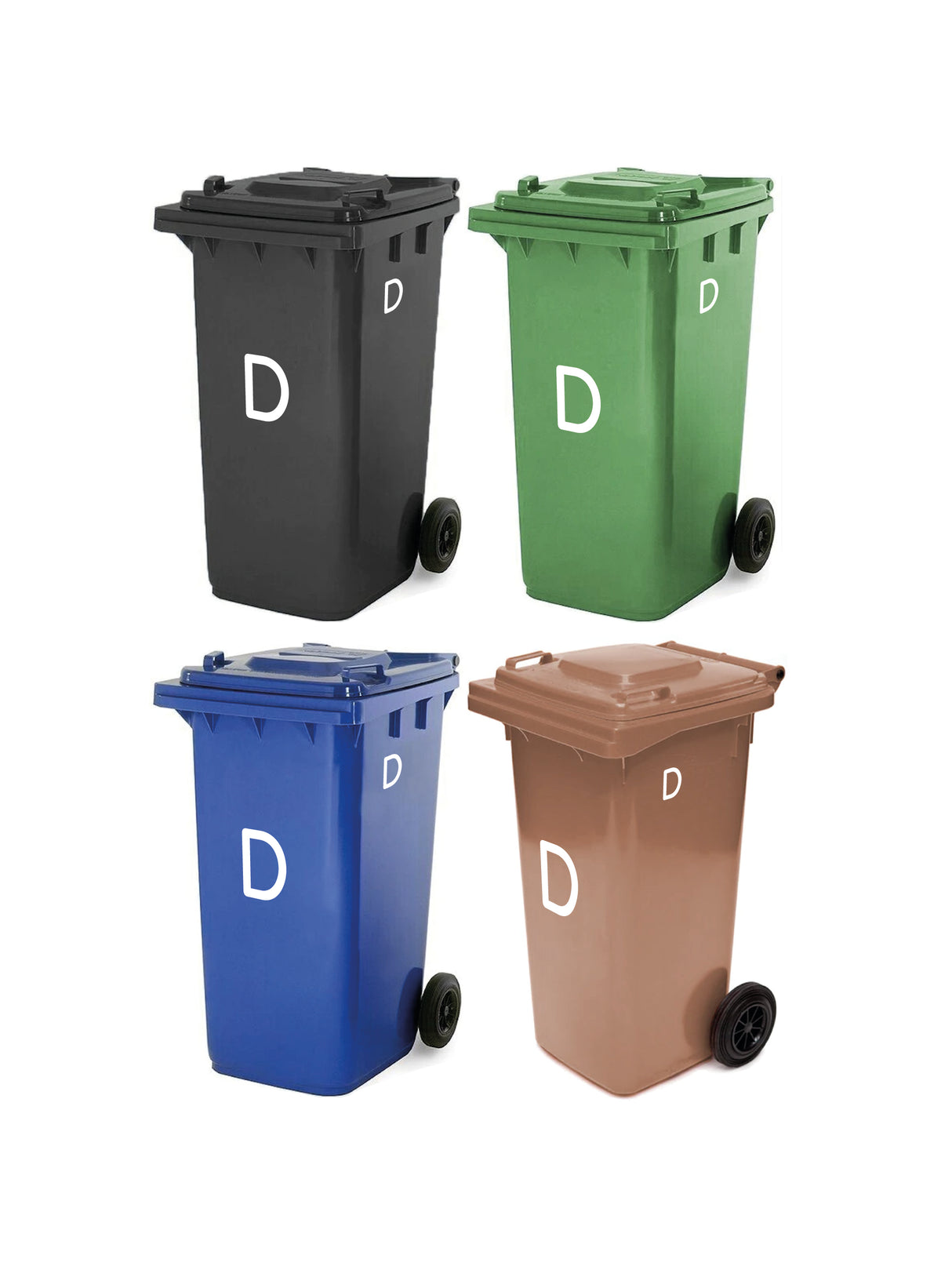 Pack of 4 Large & 4 Small Wheelie Bin Number Stickers (Pick from 0-9, A-D), Plain White Waterproof Self-Adhesive Vinyl Stickers