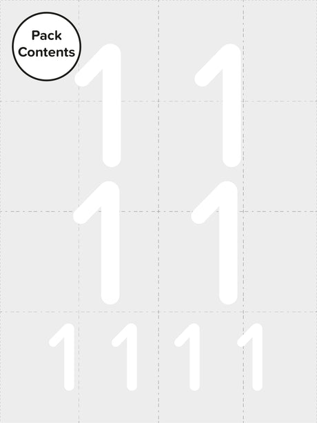 Pack of 4 Large & 4 Small Wheelie Bin Number Stickers (Pick from 0-9, A-D), Plain White Waterproof Self-Adhesive Vinyl Stickers