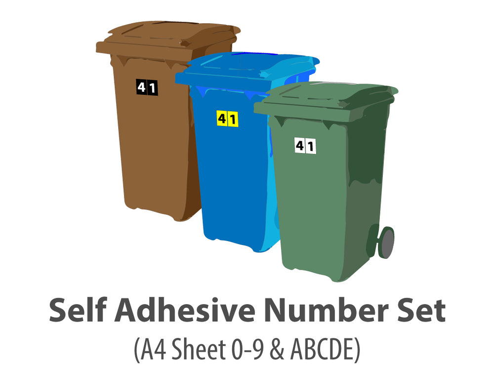 A4 Printed Sticker Set (0-9, A-E), Waterproof Self-Adhesive Vinyl Stickers (3 Colours Available)