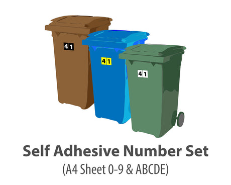 A4 Printed Sticker Set (0-9, A-E), Waterproof Self-Adhesive Vinyl Stickers (3 Colours Available)