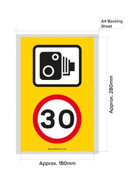 Pack of 3 Speed Camera and Speed Limit Wheelie Bin Sticker Signs (Various Speeds)
