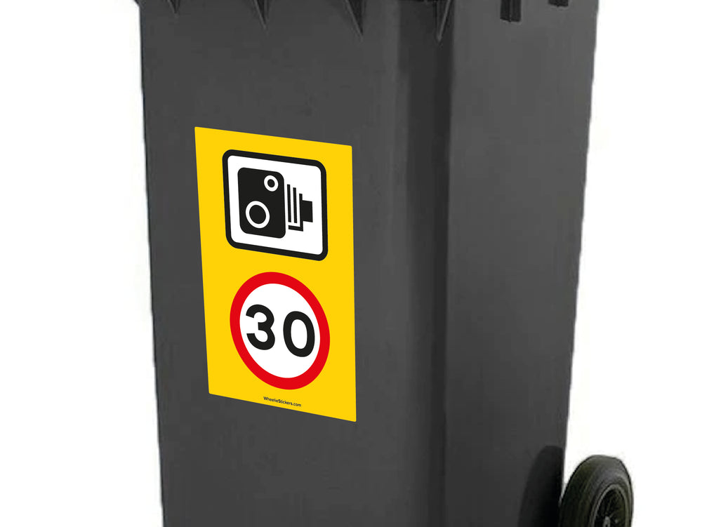 Pack of 3 Speed Camera and Speed Limit Wheelie Bin Sticker Signs (Various Speeds)