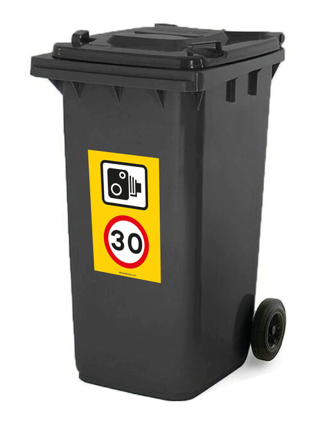 Pack of 3 Speed Camera and Speed Limit Wheelie Bin Sticker Signs (Various Speeds)