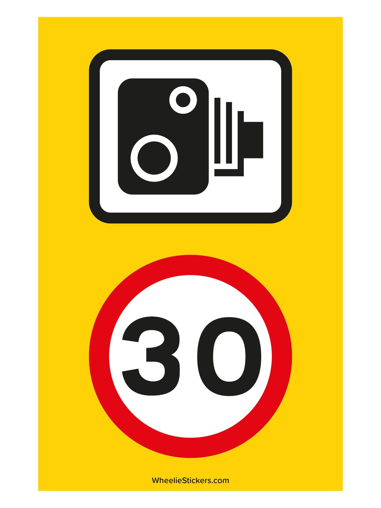 Pack of 3 Speed Camera and Speed Limit Wheelie Bin Sticker Signs (Various Speeds)