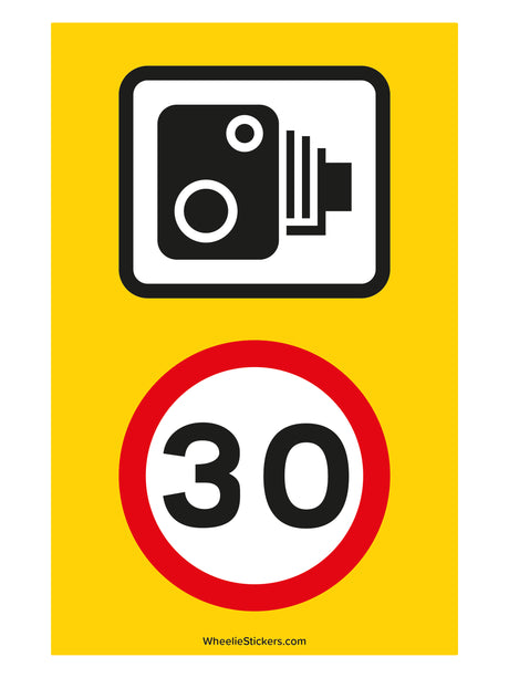 Pack of 3 Speed Camera and Speed Limit Wheelie Bin Sticker Signs (Various Speeds)