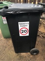 Pack of 3 Twenty's Plenty, Road Safety Wheelie Bin Sticker Signs