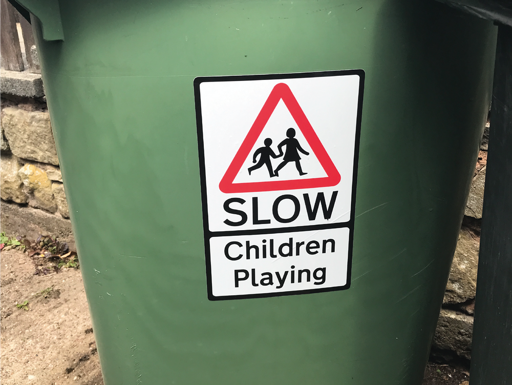 Pack of 3 SLOW Children Playing Warning Sticker Signs