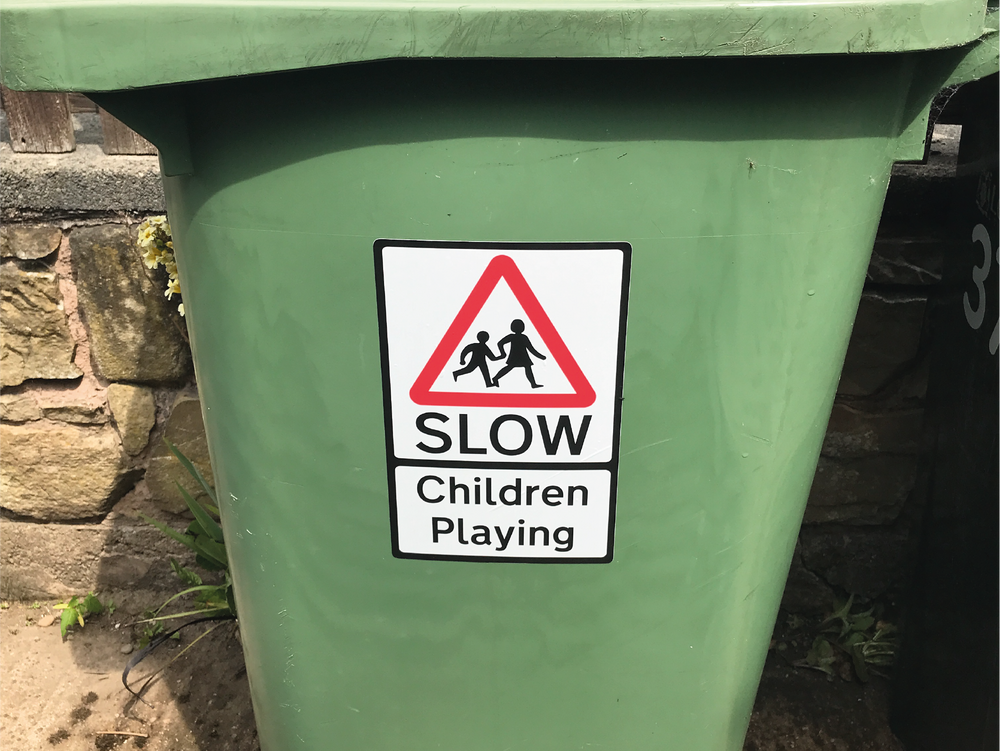 Pack of 3 SLOW Children Playing Warning Sticker Signs
