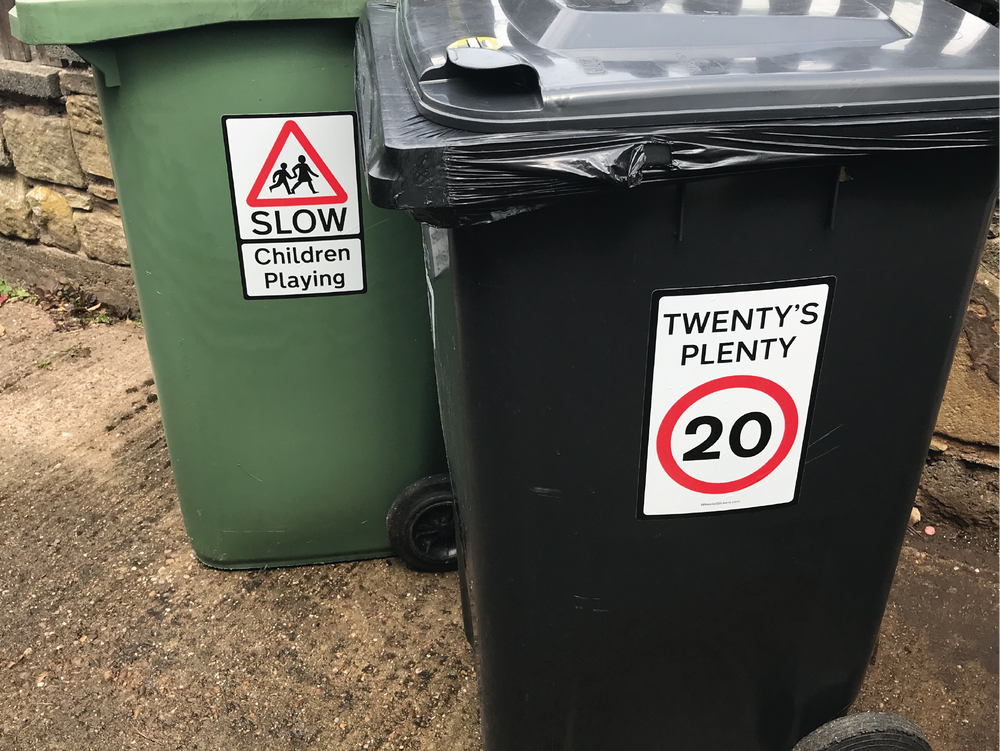 Pack of 3 Twenty's Plenty, Road Safety Wheelie Bin Sticker Signs