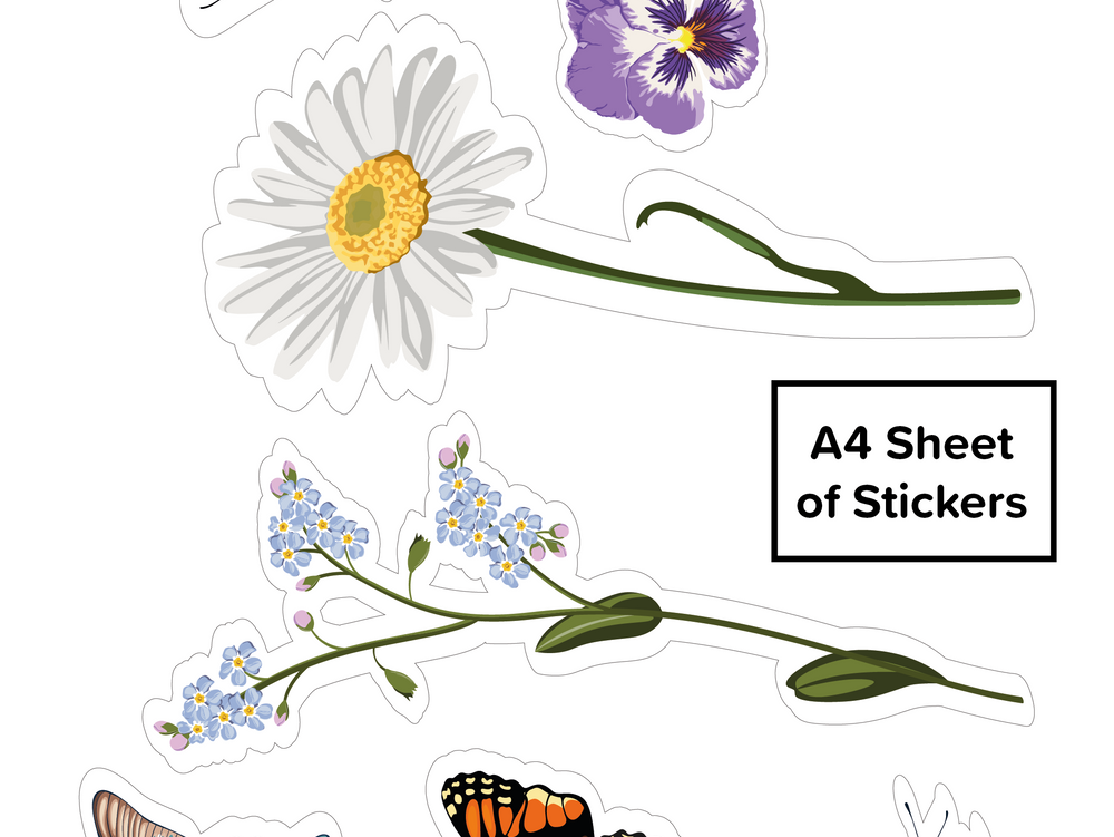 3 Sets of Decorative Butterflies and Flowers Stickers for Wheelie Bins