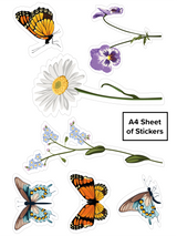 3 Sets of Decorative Butterflies and Flowers Stickers for Wheelie Bins