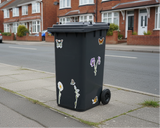 wheelie bin with decorative stickers