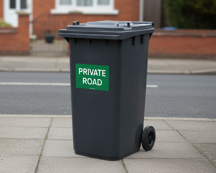 private road wheelie bin sticker