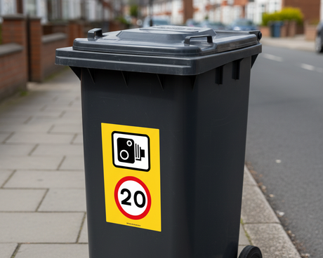 Pack of 3 Speed Camera and Speed Limit Wheelie Bin Sticker Signs (Various Speeds)