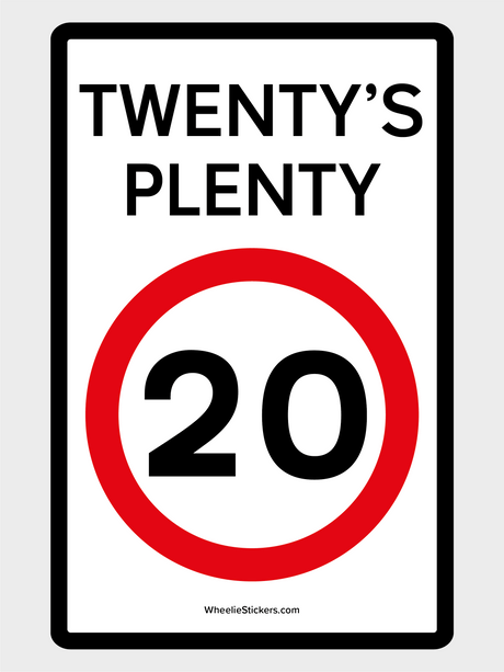 Pack of 3 Twenty's Plenty, Road Safety Wheelie Bin Sticker Signs
