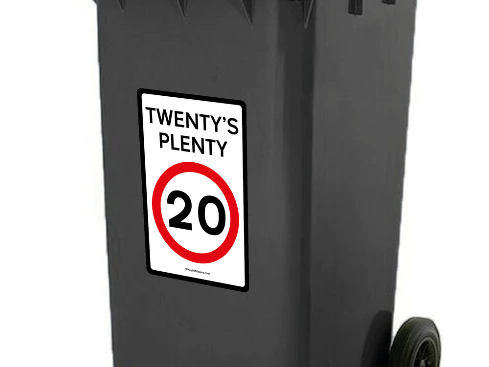 Pack of 3 Twenty's Plenty, Road Safety Wheelie Bin Sticker Signs
