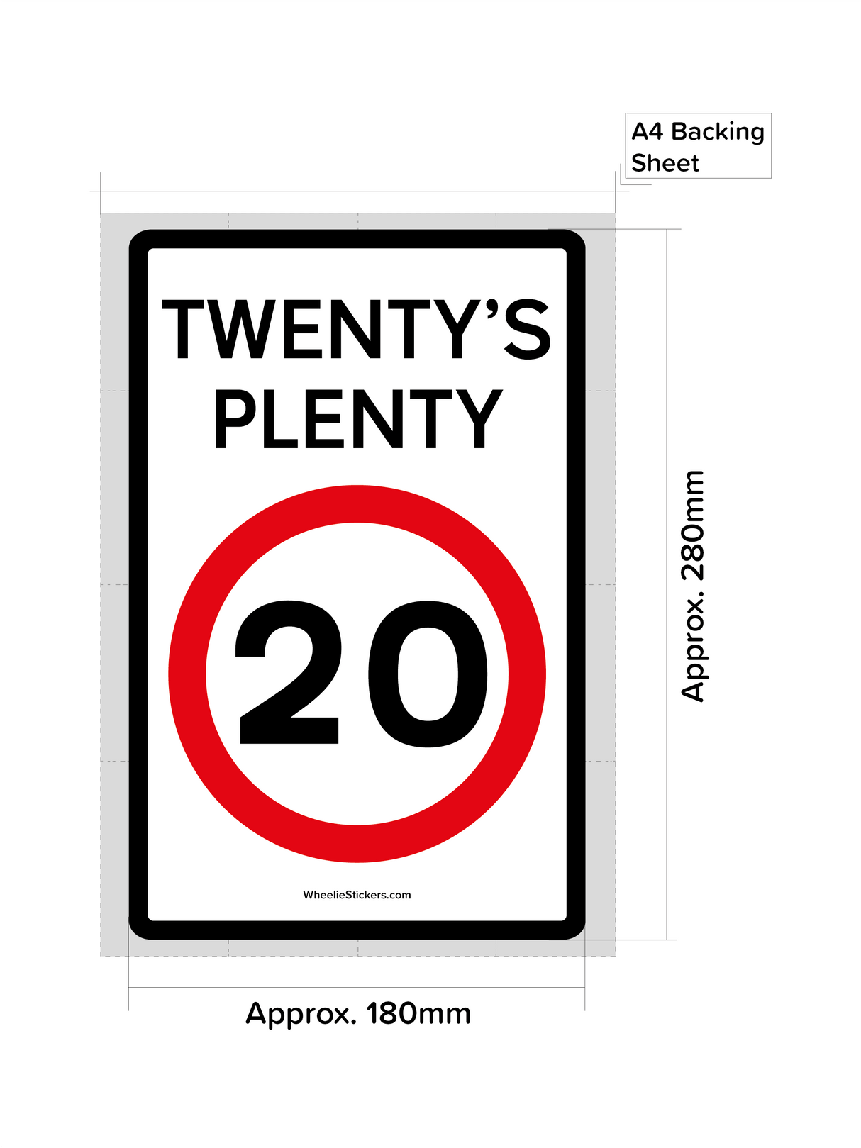 Pack of 3 Twenty's Plenty, Road Safety Wheelie Bin Sticker Signs