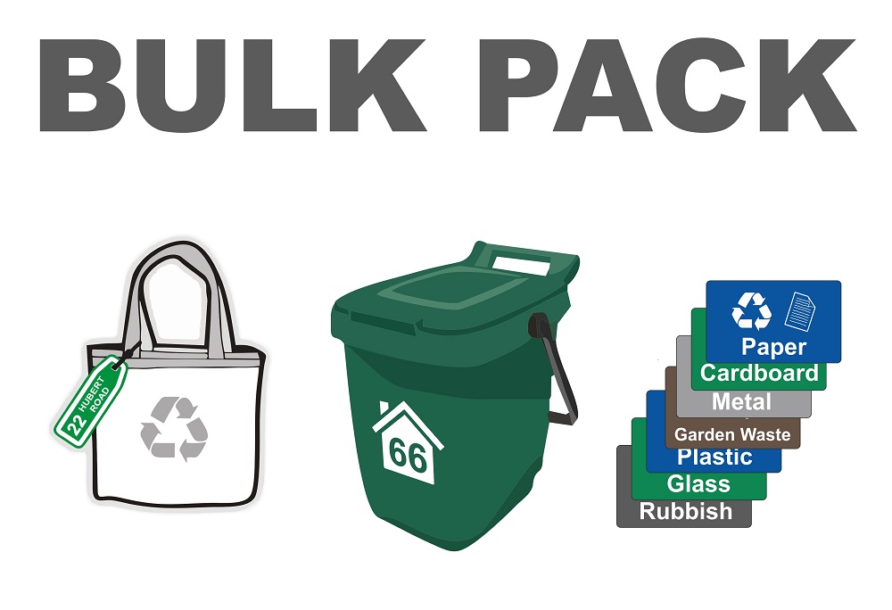 Recycling Stickers Recycle Labels Large Size Pack of 4 Wheelie Bin Waterproof 